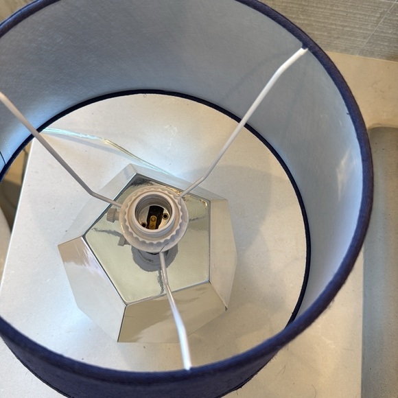 Land of Nod Geometric Silver Lamp with Black Shade! - Picture 7 of 10